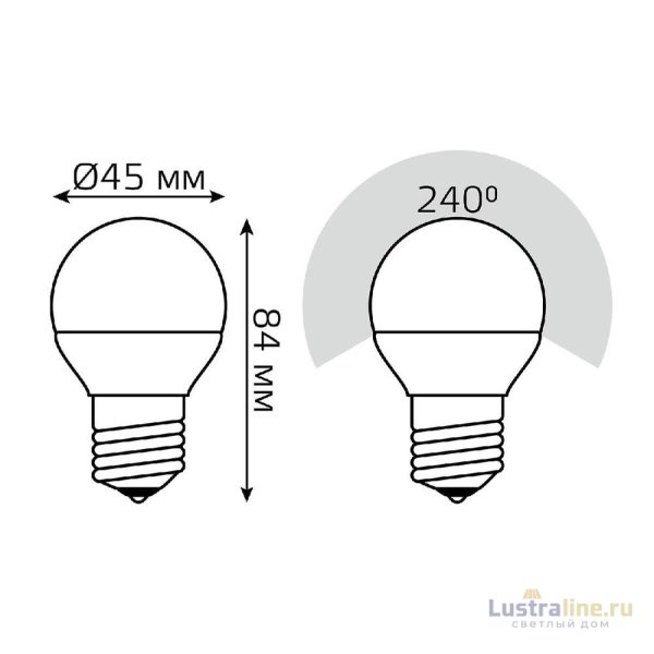 Лампа светодиодная диммируемая Gauss E27 7W 6500K шар матовый 105102307-D