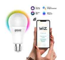 Лампа светодиодная диммируемая Gauss E27 8,5W 2700-6500K RGBW матовая 1170112