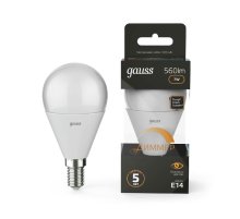 Лампа светодиодная диммируемая Gauss E14 7W 3000K матовая 105101107-D