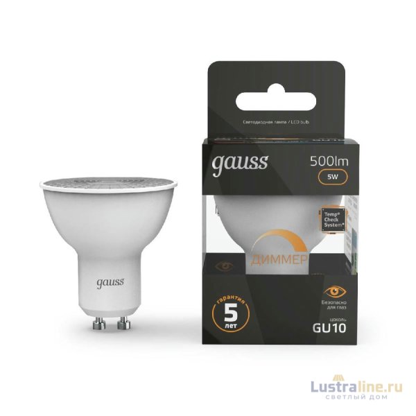 Лампа светодиодная диммируемая Gauss GU10 5W 3000K матовая 101506105-D