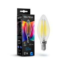 Лампа светодиодная филаментная Voltega E14 7W 4000K свеча прозрачная VG10-C35E14cold7W-FHR 7153