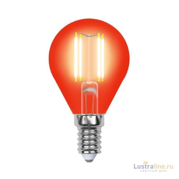 Лампа светодиодная филаментная (UL-00002985) Uniel E14 5W красный LED-G45-5W/RED/E14 GLA02RD
