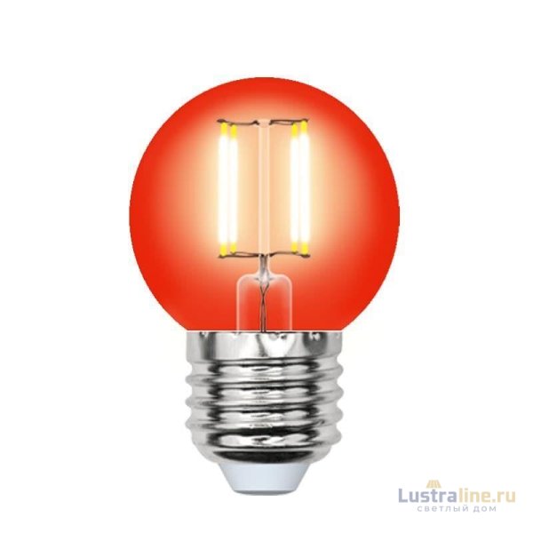 Лампа светодиодная филаментная (UL-00002986) Uniel E27 5W красный LED-G45-5W/RED/E27 GLA02RD