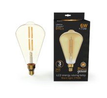 Лампа светодиодная филаментная Gauss E27 6W 2700K янтарная 157802118