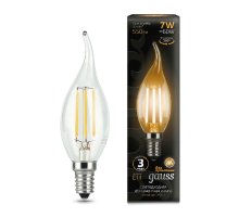 Лампа светодиодная филаментная Gauss E14 7W 2700К прозрачная 104801107 Лампа светодиодная филаментная Gauss E14 7W 2700К прозрачная 104801107