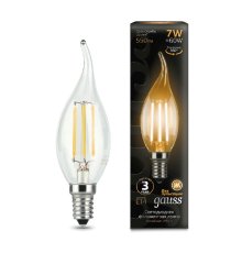 Лампа светодиодная филаментная Gauss E14 7W 2700К прозрачная 104801107