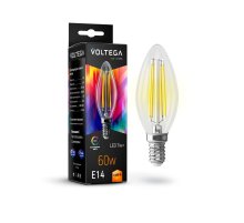 Лампа светодиодная филаментная Voltega E14 7W 2800K свеча прозрачная VG10-C35E14warm7W-FHR 7152