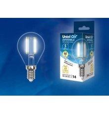 Лампа светодиодная филаментная (UL-00002870) Uniel E14 5W 4000K LED-G45-5W/NW/E14/CL/DIM GLA01TR