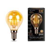 Лампа светодиодная филаментная Gauss E14 5W 2700К золотая 105801005