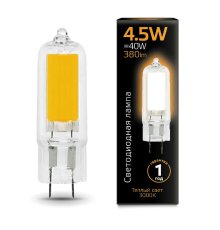 Лампа светодиодная Gauss G4 4.5W 3000K прозрачная 107807104