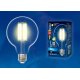 Лампа светодиодная филаментная (UL-00004863) Uniel E27 10W 4000K прозрачная LED-G95-10W/4000K/E27/CL PLS02WH