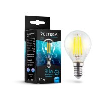 Лампа светодиодная филаментная Voltega E14 9W 4000K шар прозрачный VG10-G45E14cold9W-F 7137