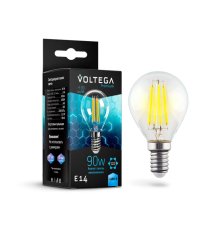Лампа светодиодная филаментная Voltega E14 9W 4000K шар прозрачный VG10-G45E14cold9W-F 7137