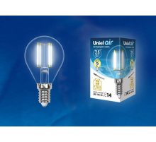 Лампа светодиодная филаментная (UL-00003254) Uniel E14 7,5W 4000K прозрачная LED-G45-7,5W/NW/E14/CL GLA01TR