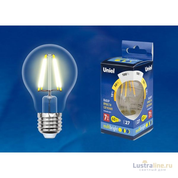 Лампа светодиодная филаментная Uniel E27 5W 3000K прозрачная LED-G45-5W/WW/E27/CL/MB GLM10TR