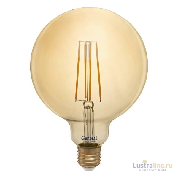 Филаментная светодиодная лампа General GLDEN-G125S-10-230-E27-2700 655310