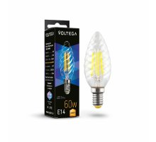 Лампа светодиодная филаментная Voltega E14 6W 3000K свеча витая прозрачная 7211 Лампа светодиодная филаментная Voltega E14 6W 3000K свеча витая прозрачная 7211