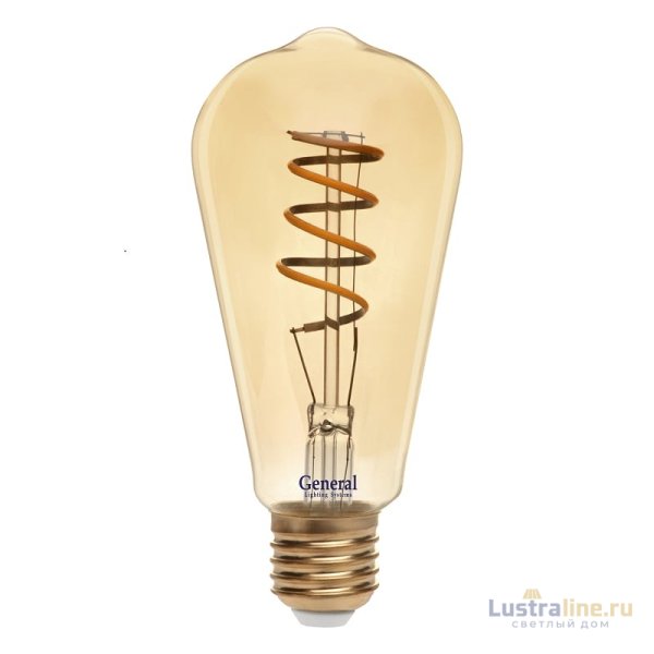 Филаментная светодиодная лампа General GLDEN-ST64SS-7-230-E27-2700 655306