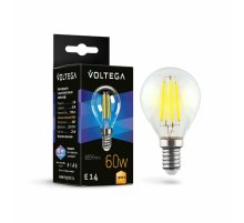 Лампа светодиодная филаментная Voltega E14 6W 3000K груша прозрачная 7213 Лампа светодиодная филаментная Voltega E14 6W 3000K груша прозрачная 7213