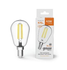 Лампа светодиодная филаментная Gauss E14 4,5W 2700K прозрачная 1141115