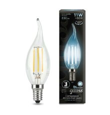 Лампа светодиодная филаментная Gauss E14 11W 4100К прозрачная 104801211