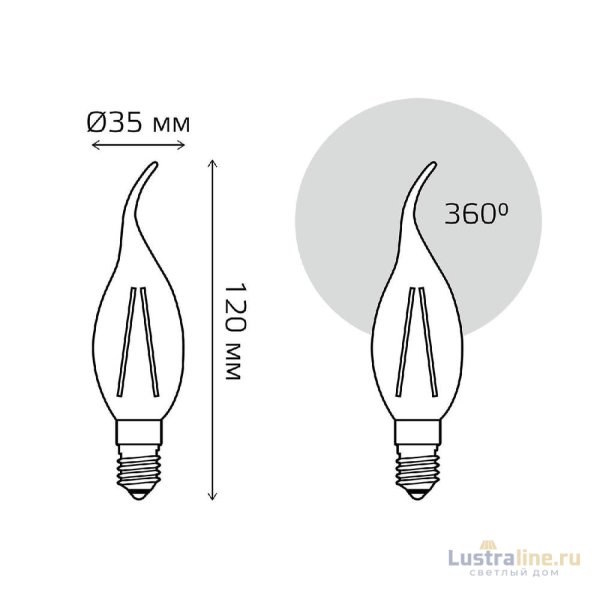 Светодиодная филаментная лампа Gauss Basic Filament E14 3,8W 2400K 1047154