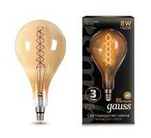 Лампа светодиодная филаментная Gauss E27 8W 2400K золотая 150802008
