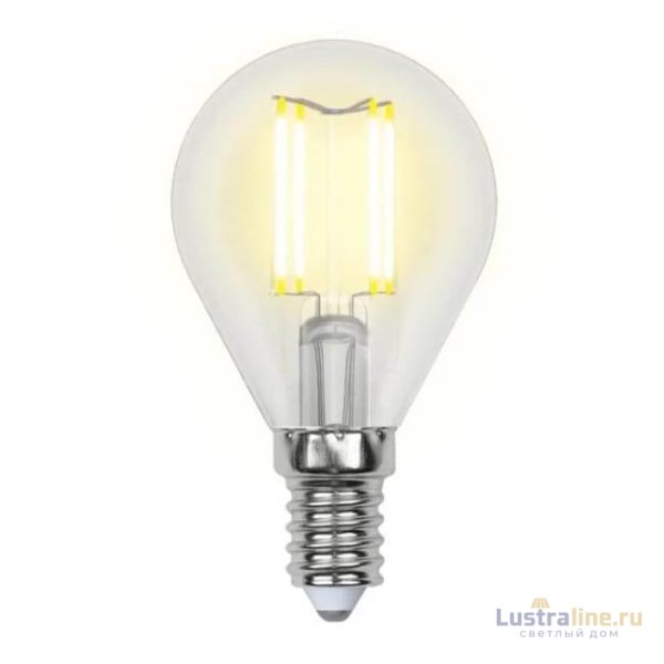 Лампа светодиодная филаментная (UL-00003250) Uniel E14 7,5W 3000K прозрачная LED-G45-7,5W/WW/E14/CL GLA01TR