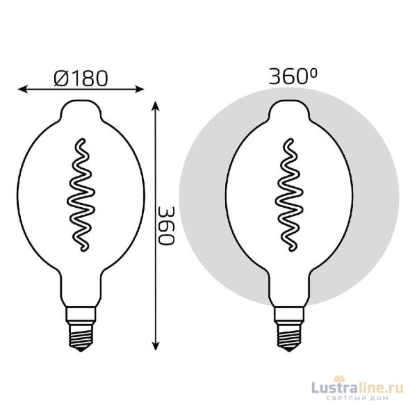 Лампа светодиодная филаментная Gauss E27 8,5W 1800K серая 152802005