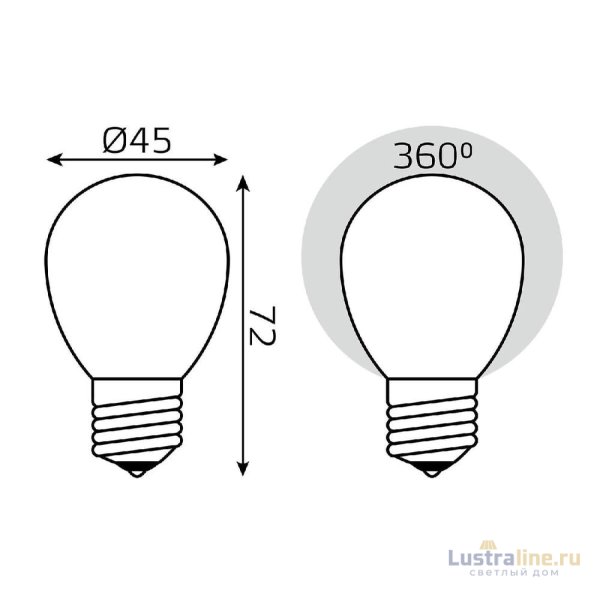 Лампа светодиодная филаментная Gauss E27 4,5W 2700К матовая 1055215