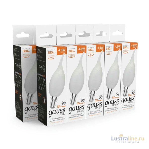 Светодиодная филаментная лампа Gauss Basic Filament Е14 4,5W 2700K 1045115