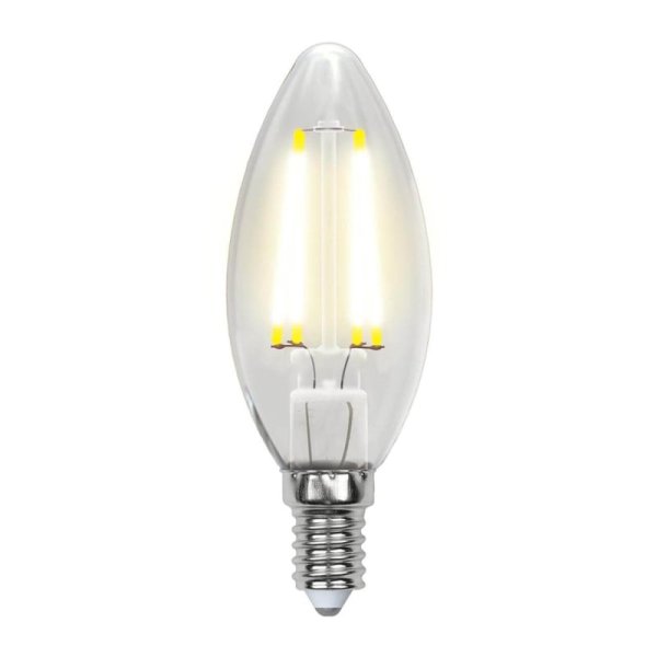 Лампа светодиодная филаментная (UL-00003250) Uniel E14 7,5W 3000K прозрачная LED-G45-7,5W/WW/E14/CL GLA01TR