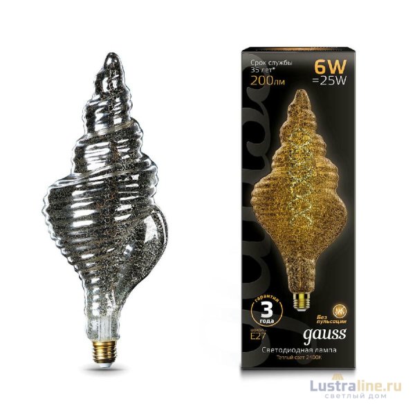 Лампа светодиодная филаментная Gauss E27 6W 2400K серая 166802008