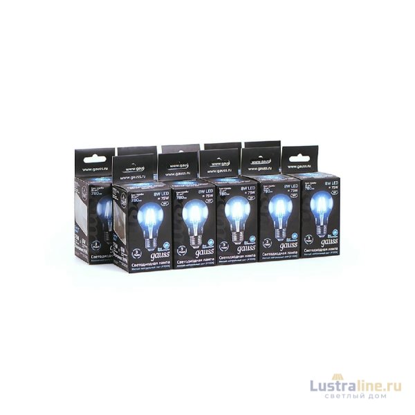 Лампа светодиодная филаментная Gauss E27 8W 4100К прозрачная 102802208 Лампа светодиодная филаментная Gauss E27 8W 4100К прозрачная 102802208