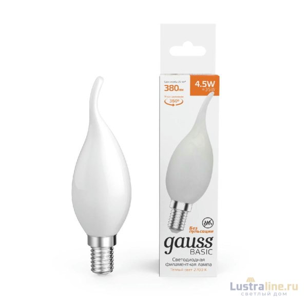 Светодиодная филаментная лампа Gauss Basic Filament Е14 4,5W 2700K 1045115