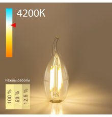 Филаментная светодиодная лампа Elektrostandard свеча на ветру прозрачная E14 5W 4200K 4690389173929