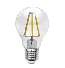 Лампа светодиодная филаментная Uniel E27 7W 3000K прозрачная LED-A60-7W/WW/E27/CL/MB GLM10TR