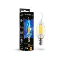 Лампа светодиодная филаментная Voltega E14 6W 3000K свеча на ветру прозрачная 7209 Лампа светодиодная филаментная Voltega E14 6W 3000K свеча на ветру прозрачная 7209