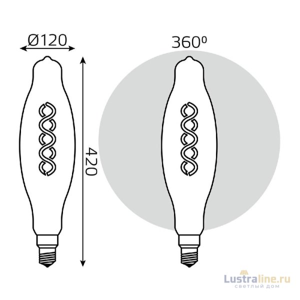 Лампа светодиодная филаментная Gauss E27 8W 2400K золотая 156802008 Лампа светодиодная филаментная Gauss E27 8W 2400K золотая 156802008