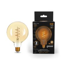 Лампа светодиодная филаментная Gauss E27 6W 2400K золотая 158802008