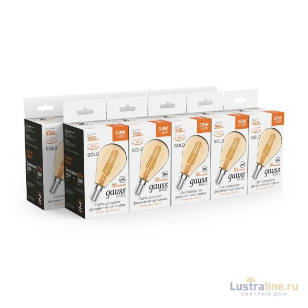 Светодиодная филаментная лампа Gauss Basic Filament E14 3,8W 2400K 1057154 Светодиодная филаментная лампа Gauss Basic Filament E14 3,8W 2400K 1057154