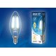 Лампа светодиодная филаментная (UL-00003245) Uniel E14 7,5W 3000K прозрачная LED-C35-7,5W/WW/E14/CL GLA01TR