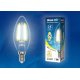 Лампа светодиодная филаментная (UL-00003250) Uniel E14 7,5W 3000K прозрачная LED-G45-7,5W/WW/E14/CL GLA01TR