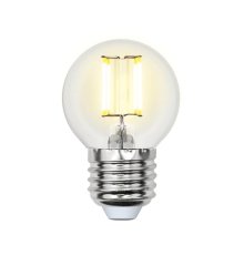 Лампа светодиодная филаментная Uniel E27 5W 3000K прозрачная LED-G45-5W/WW/E27/CL/MB GLM10TR