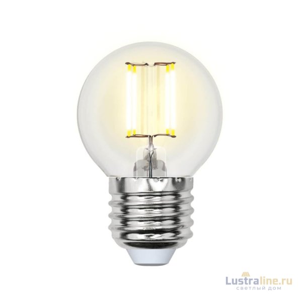 Лампа светодиодная филаментная Uniel E27 5W 3000K прозрачная LED-G45-5W/WW/E27/CL/MB GLM10TR
