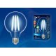 Лампа светодиодная филаментная (UL-00004862) Uniel E27 10W 3000K прозрачная LED-G95-10W/3000K/E27/CL PLS02WH