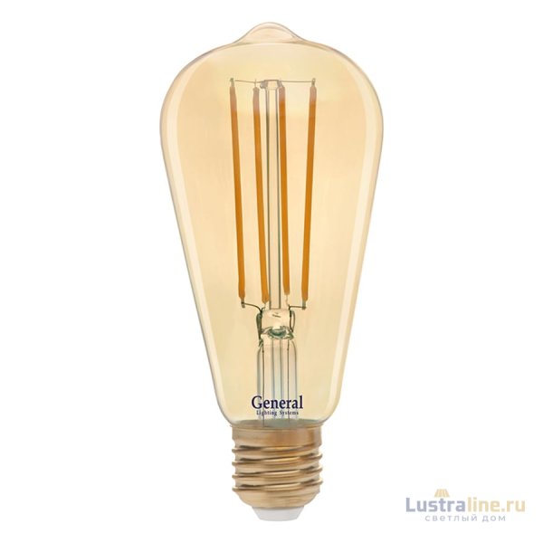 Филаментная светодиодная лампа General GLDEN-ST64S-13-230-E27-2700 655303