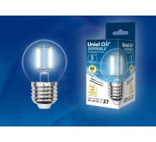 Лампа светодиодная филаментная (UL-00002871) Uniel E27 5W 4000K LED-G45-5W/NW/E27/CL/DIM GLA01TR