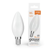 Светодиодная филаментная лампа Gauss Basic Filament E14 4,5W 2700K 1035115