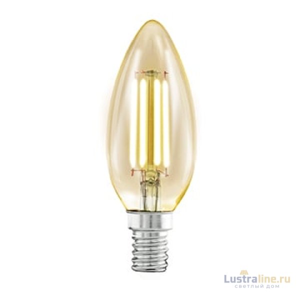 Лампа светодиодная филаментная Eglo E14 4W 2200К янтарь 11557 УЦ Лампа светодиодная филаментная Eglo E14 4W 2200К янтарь 11557 УЦ